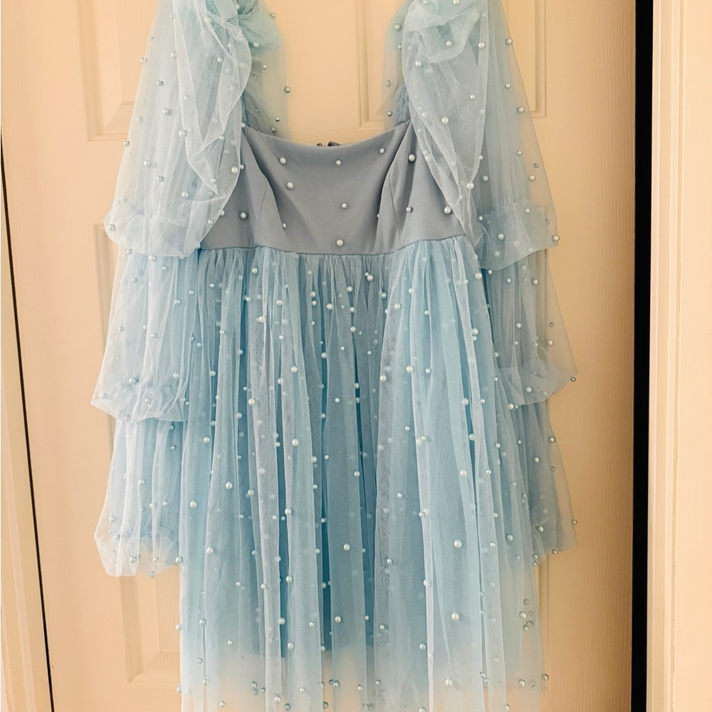 Blue Tulle Pearl Dress ASOS LUXE - NEW